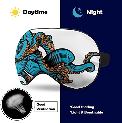 Lynarei Sleeping Mask Blue Tentacles Octopus Sleep Máscara de olho de olhos vendados com tira de alça ajustável Tampa macia para