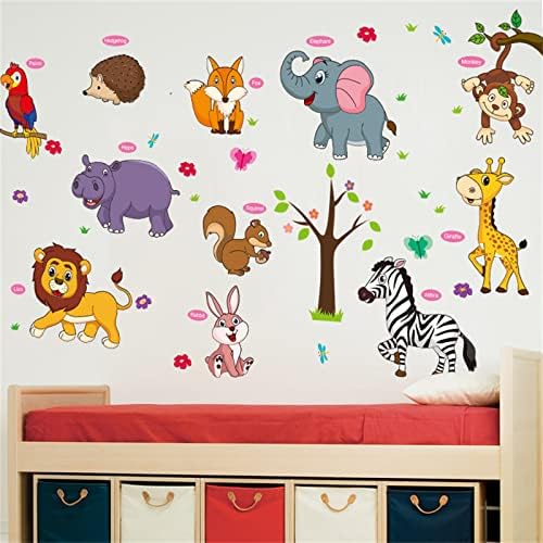 Animal adesivo de parede desenho animado crianças bebês decalque de arte diy auto-adesivo papel de parede mural decorar para sala