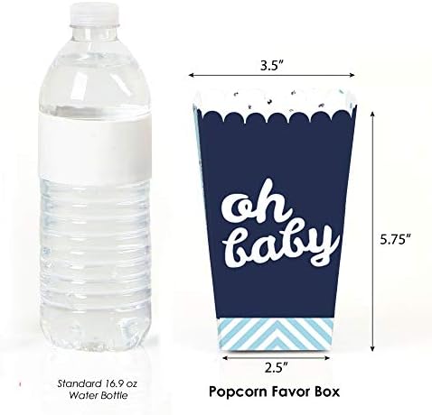 Big Dot of Happiness Hello Little One - Blue and Silver - Boy Baby Shower Favor Favor Caixas de Treat - Conjunto de 12