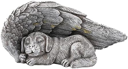 Gnomos de cão anjo anjo animal de estimação estátua resina dormindo estátua de cães para honrar o ornamento de artesanato criativo para animais de estimação para o jardim de natal de jardim de natal
