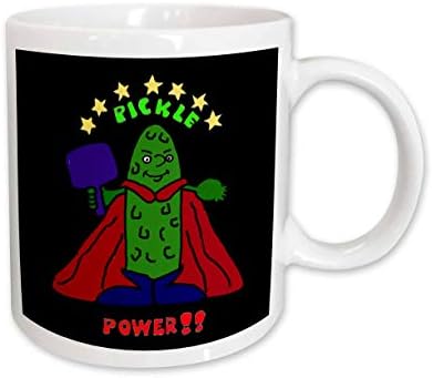 3drose Mug_200108_1 Funny Pickleball Super Hero Cartoon Pickle Ceramic Caneca, 11 onças