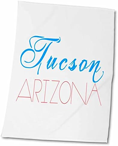 3drose American Cities - Tucson Arizona, azul, vermelho em branco - toalhas