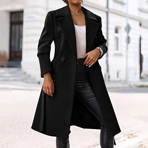 Jackets Yijiekai para mulheres casuais casuais femininos de lã Blusa de casaco fino casaco longo