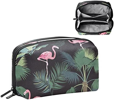 Organizador de eletrônicos, folhas tropicais de flamingo Saco de transporte de cabos de viagem pequena, bolsa de estojo