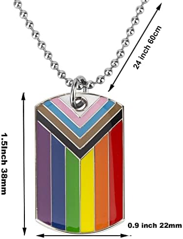 Colddox Progress Pride Dog Tags Pingente colar LGBT Colar Gay Pride Gift Rainbow Pride Colar LGBT Jewelry Pride Gift