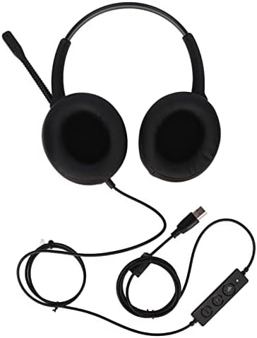 Fone de ouvido de comunicação Vingvo, microfone flexível mudo de som alto interface USB Earpads macios fone de ouvido binaural de baixo ruído para teleconferência