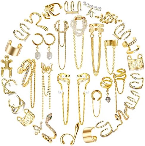 35 PCs Gold Silver Silver Ajuste Brincos de ouvido para mulheres Glip de cartilagem não esbelta Clipe de brincos Jóias de orelhas