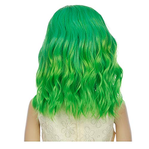 Magqoo Green peruca criança criança criança curta ondulada ondulada ombre verde perucas de cabelo sintético Cosplay resistente