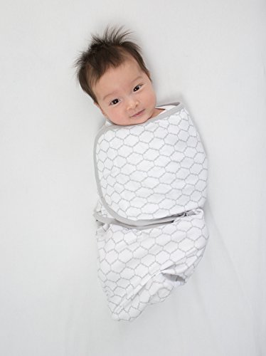 Incrível cobertor de baby swaddle com envoltório ajustável, conjunto de 3, zebra, confete e treliça, esterlina, pequena