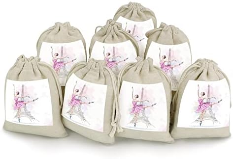 Ballerina Girl Eiffel Tower Prações de traços de armazenamento bolsas de presente de doces de doces reutilizáveis