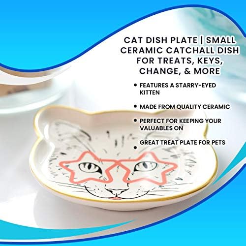 Placa de prato de gato | Pequeno prato de cerâmica para guloseimas, chaves, mudanças e muito mais | Alimente seus