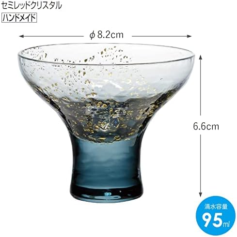 東洋 佐々 木 ガラス Toyo Sasaki Glass 103666lbs Vidro de saquê frio, xícara de suporte alto, ferro de forno Yachiyo, fabricado no Japão, vem em uma caixa de apresentação, azul, aprox. 3,4 fl oz, conjunto de 24