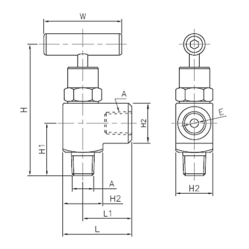 PIC GAIGE NV-CS-1/4-HS-90-MXF Aço carbono Válvula de agulha de ângulo 90 ° Com assento de serviço hidráulico, 1/4 de macho