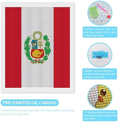 Pictures de pintura de diamante de bandeira peruana Imagens de arte Diy Full Drill Home Acessórios adultos Presente