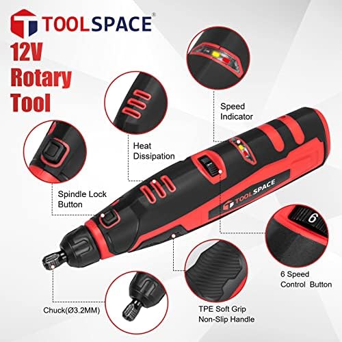 Kit de ferramentas rotativas sem fio de ferramentas com 69 acessórios, 6 velocidades variáveis ​​e carregamento USB, estação de