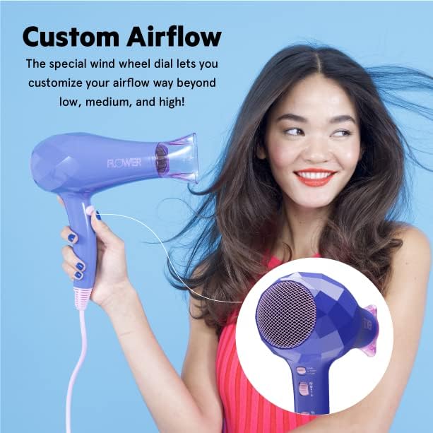 Flor Beauty Ionic Pro Secer - secador profissional leve e poderoso para secagem de cabelo rápida e com eficiência energética - fluxo de ar ajustável e duas configurações de calor - para todos os tipos de cabelo