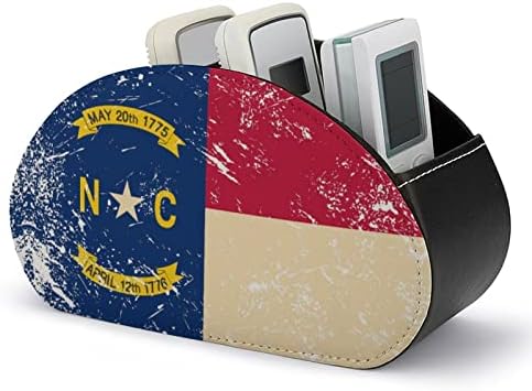 Organizador de couro de controle remoto da bandeira do Estado da Carolina do Norte Organizador de mesa para material de escritório Controlador remoto