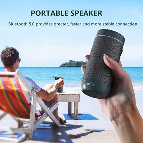 Alto -falantes Comiso Bluetooth com IPX5 à prova d'água, 24h Playtime, emparelhamento duplo estéreo sem fio, alto -falante portátil com som de baixo HD Surround para externo, acampamento, praia, esportes, piscina, chuveiro