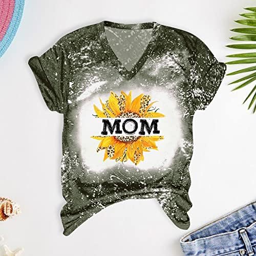 Camisetas do Dia das Mães para mulheres fofas de beisebol mamãe férias blusa de verão túnica túnica túnica curta de manga curta