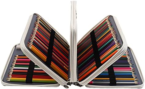Shulaner 200 Slots Caixa de lápis de cor com fechamento de zíper de grande capacidade Elemento de estilo retrô Padrão Lápis BACO Impermeável