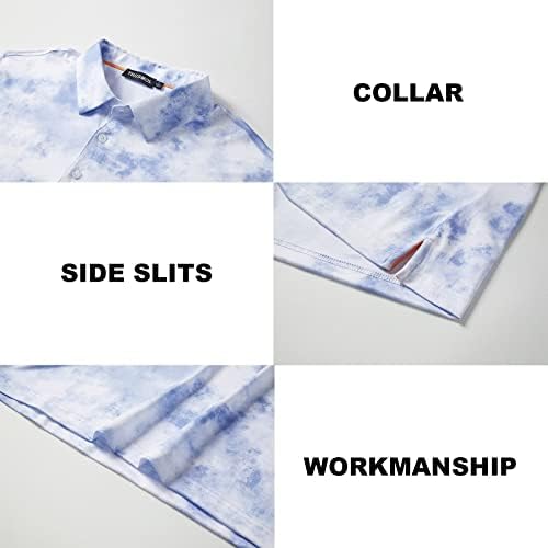 Camisas de golfe para homens Performance de ajuste seco Imprimir impressão de manga curta Humavadura Wicking Golf Polo Shirts