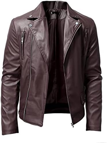 Jaqueta de couro masculina colar gola punk motocicleta lavada couro de manga longa sem capuz sem roupas e jaquetas casuais