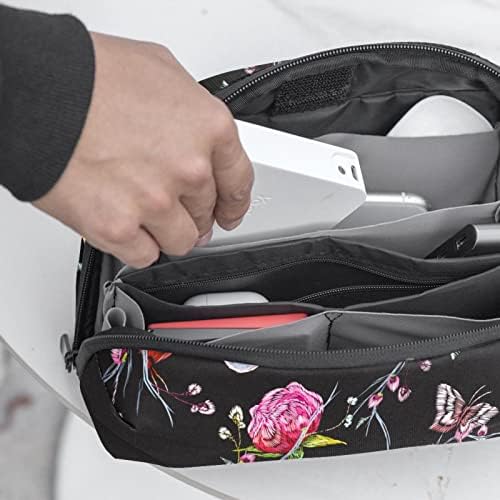 Bolsa de cosméticos para mulheres, adoráveis ​​sacos de maquiagem à prova d'água viajam de bordado vintage Bordado de borboleta Bolsa floral Acessórios para saco de higieness Organizador como presentes