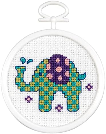 Tobin Janlynn Mini Cross Stitch Kit 2,5 Elefra-redondo