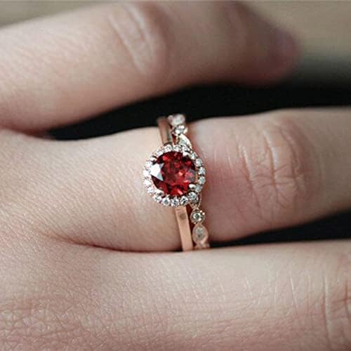 Wybaxz tamanho 15 anéis para mulheres 2pcs vintage exclusivo anel de noivado oval de corte de noivo Redes de promessa delicada anel
