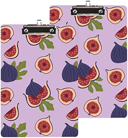 Shooffcie Clipboard 2 Pack, letra de madeira de madeira tamanho 9 x 12,5, quadro de transferência fofo com clipe de metal de baixo perfil para escritório e sala de aula, prancha decorativa com padrão floral roxo