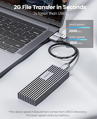 ORICO 20 Gbps USB C a M.2 NVME SSD Gabinete Reader, M.2 NVME SATA Adaptador de gabinete SSD livre de ferramentas, para PCIE M-Key