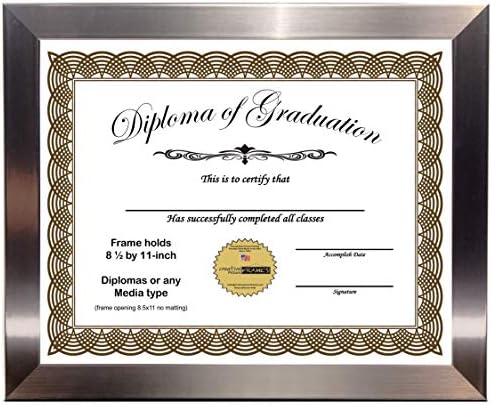 Creativepf [8.5x11Ss] Aço inoxidável Diploma Diploma Exibe 8.5 por certificado de 11 polegadas, graduação, universidade,