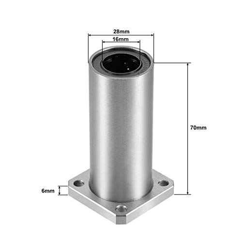 UXCELL LMK16UU Square Flange Rolamentos de esferas linear, 16 mm de diâmetro, 28 mm OD, 70 mm de comprimento