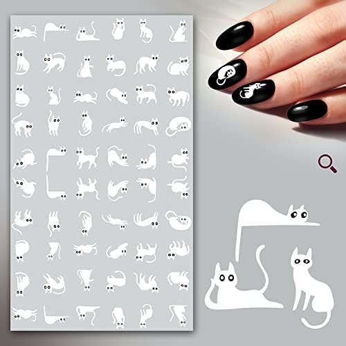 Adesivos de unhas decalques flonznail slunky gatos tímidos decoração de unha transferência de adesivos de estilo vintage