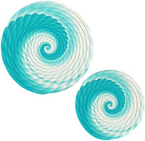 Potholders de onda de ondas marítimas Alaza Turquoise Definir suportes de algodão Hot Pot Setent Coasters Farmhouse, almofadas