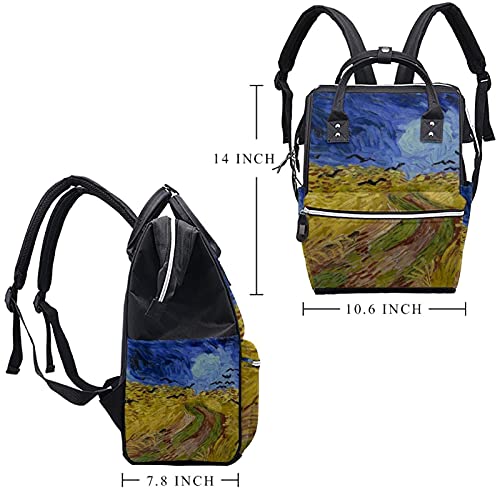 Wheatfield With Crows Frelaper Tote Bags Backpack Mummy Backping Saco de enfermagem de bolsa de fraldas para cuidados com o bebê