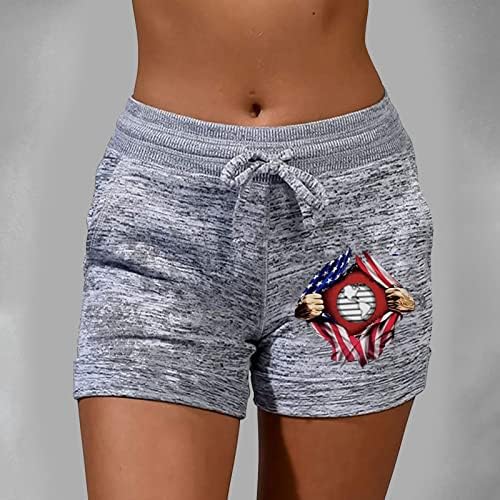 Shorts de bandeira americana para mulheres elásticas na cintura alta 4 de julho praia praia curta cordão casual shorts de praia confortável com bolsos