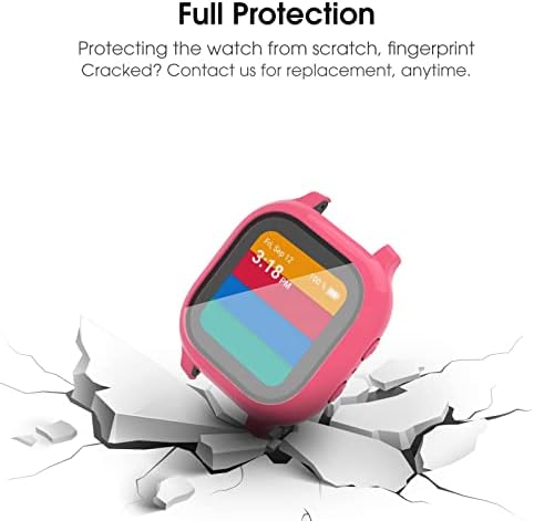 Owkey for Gabb Relógio Protetor de tela, protetor de tela de vidro temperado com 3pack e pára -choque de proteção para PC rígido para acessórios de relógio de gabb para crianças