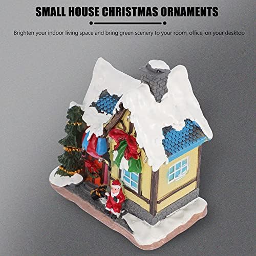 BEAUUPUTTY Christmas Village House Resin Led House Light Winter Snow Building com Papai Noel Decoração para Ornamento de Desktop