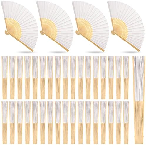 Fãs de papel de papel de pacote de 100 pacote de pacote bambu fãs de mão dobrados fãs artesanais de mão