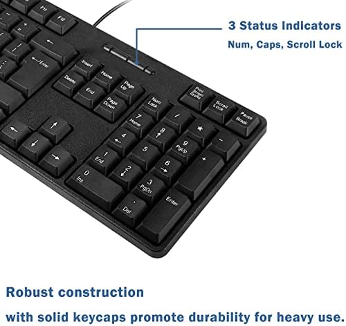 McSaite Wired PS2 104 Teclado Teclado do computador com estandes, preto, à prova d'água - Layout dos EUA compatível para Windows,