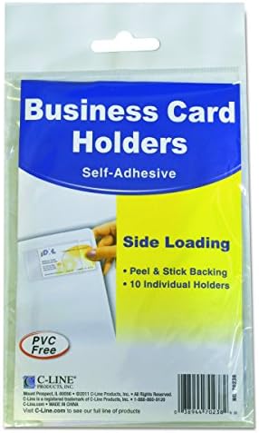 Titulares de cartões de visita auto-adesivos da linha C, carregamento lateral, 2 x 3-1/2, pacote de 10