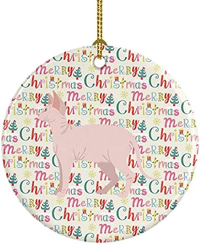 Tesouros de Caroline WDK2647CO1 Sfynx Cat Christmas Ceramic Ornament, Decorações de árvores de Natal, ornamento pendurado para Natal, férias, festa, presente, presente,