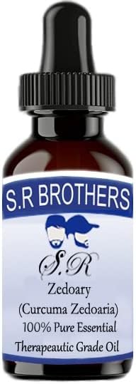 S.R Brothers Zedoary puro e natural terapêutico Óleo essencial de grau com conta -gotas 50ml