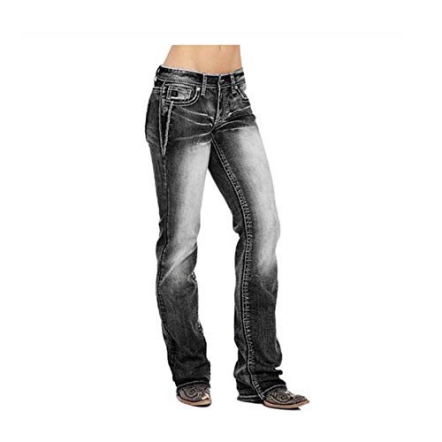 Jeans de bootcut de bootcut femininos genéricos se encaixam no meio da ascensão jeans jean de jeans de jeans de jeans com bolsos de