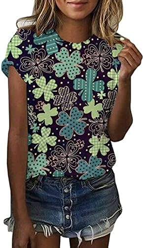 St Patricks Dia Mulheres Mangas curtas Tops de verão Trendy Shamrock Graphic Tee Camisetas casuais Bloups Loose