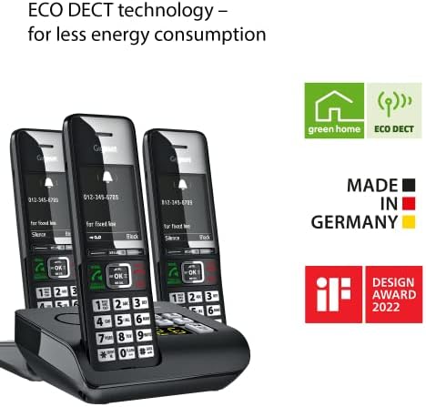 Gigaset Comfort 552A Trio - 3 telefones sem fio - Médica de atendimento - Feito na Alemanha - Design Elegante - Modo de Mãos - Proteção