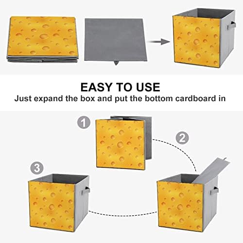 Cubos de armazenamento de tecido dobrável de queijo amarelo de queijo amarelo brilhante Caixa de armazenamento de 11 polegadas de 11