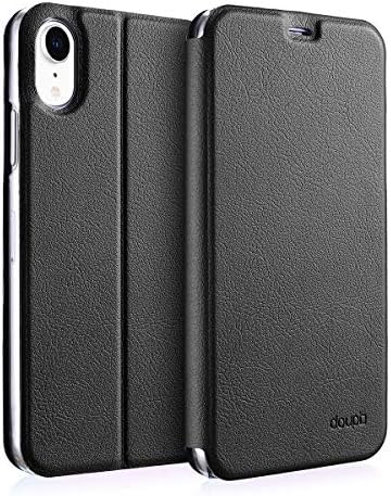Flipcase Doupi para iPhone XR 6,1 polegadas - Deluxe Leatherette Magnet Book Estilo Protetor de protetor Tampa de proteção de proteção, preto