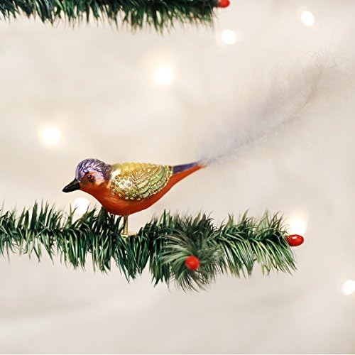 Coleção de observadores de pássaros do velho Natal Ornamentos soprados de vidro para a árvore de Natal Bunting pintada